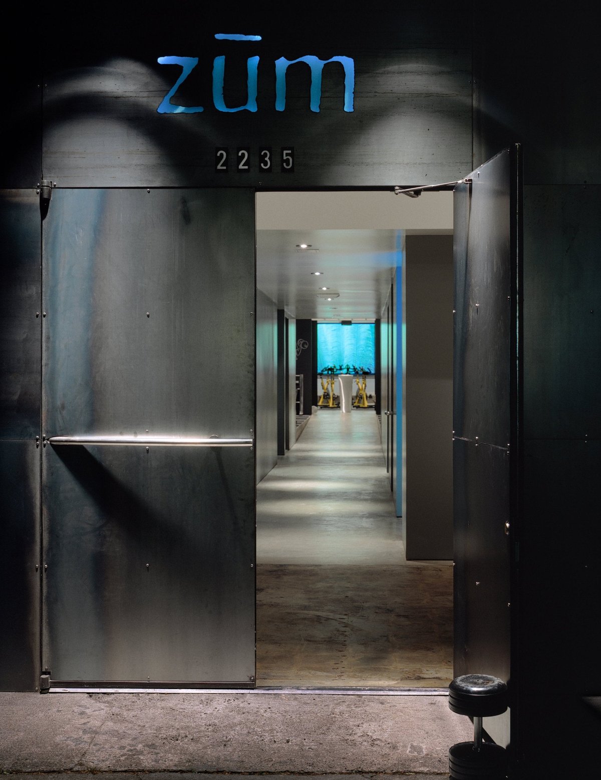 Commercial project entrance with coordinated architectural paint finishes
