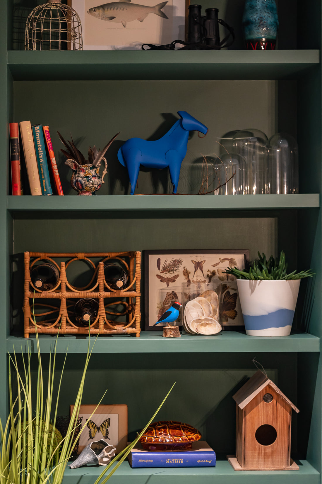 Residential shelving painted in a custom architectural color